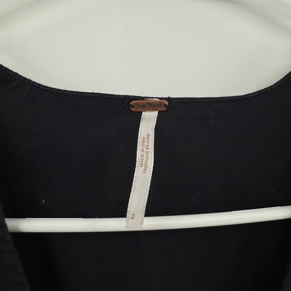 Free People Black Sleeveless Romper Tie Front Cutout Back Casual Womens Size 2 - Picture 3 of 12